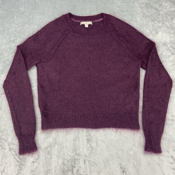 Banana Republic Sweater Womens Sz S Burgundy Mohair Wool Long Sleeve Crew Raglan - Picture 1 of 13